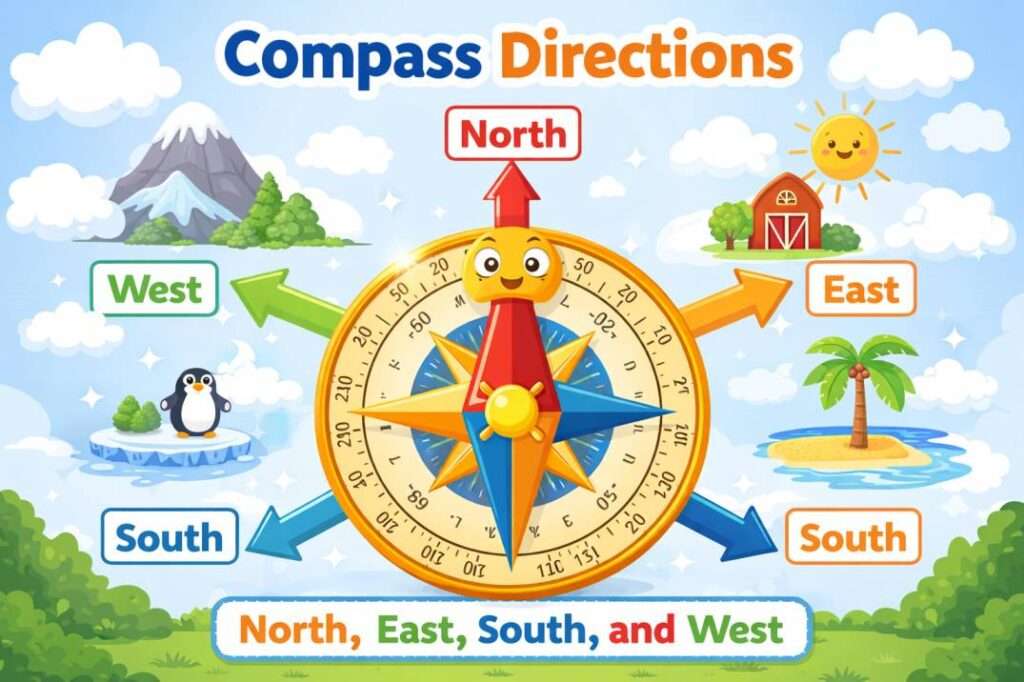 मानचित्र के तीन प्रमुख घटक
किसी भी मानचित्र को पढ़ने और समझने के लिए तीन घटकों का ज्ञान होना अनिवार्य है - दूरी, दिशा और प्रतीक।

1. दूरी (Distance)
मानचित्र एक छोटा कागज का टुकड़ा होता है जिस पर पूरी दुनिया या उसका बड़ा भाग दिखाया जाता है। यह संभव होता है पैमाने (Scale) की मदद से। पैमाना स्थल पर वास्तविक दूरी और मानचित्र पर दिखाई गई दूरी के बीच का अनुपात होता है।

पैमाने के आधार पर मानचित्रों के प्रकार -

छोटे पैमाने वाला मानचित्र (Small Scale Map) - जब बड़े क्षेत्रफल वाले भागों (जैसे महाद्वीपों या देशों) को कागज पर दिखाना होता है।

उदाहरण - 5 सेमी = 500 किमी। एटलस के मानचित्र इसी श्रेणी में आते हैं।

बड़े पैमाने वाला मानचित्र (Large Scale Map) - जब छोटे क्षेत्रफल वाले भागों (जैसे गाँव या शहर) को दिखाना होता है।

महत्वपूर्ण - बड़े पैमाने वाले मानचित्र में छोटे पैमाने वाले मानचित्र की अपेक्षा अधिक जानकारी होती है।

उदाहरण - 5 सेमी = 500 मीटर।

2. दिशा (Direction)
अधिकतर मानचित्रों में ऊपर दाहिनी तरफ एक तीर का निशान बना होता है, जिसके ऊपर 'उ' (N) लिखा होता है। यह उत्तर दिशा को दर्शाता है। इसे उत्तर रेखा कहते हैं।

प्रधान दिग्बिंदु (Cardinal Points) - चार मुख्य दिशाएँ (उत्तर, दक्षिण, पूर्व, पश्चिम)।

बीच की दिशाएँ - उत्तर-पूर्व (NE), दक्षिण-पूर्व (SE), दक्षिण-पश्चिम (SW), उत्तर-पश्चिम (NW)। इनका उपयोग किसी स्थान की सही स्थिति का पता लगाने के लिए किया जाता है।

दिक्सूचक (Compass) - यह एक यंत्र है जिसकी सहायता से मुख्य दिशाओं का पता लगाया जाता है। इसकी चुंबकीय सुई हमेशा उत्तर-दक्षिण दिशा में रहती है।